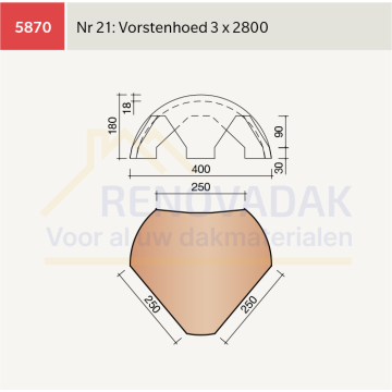 Broekstuk 3xHoekig 2800 Koramic Actua 10 EB Rood Engobe