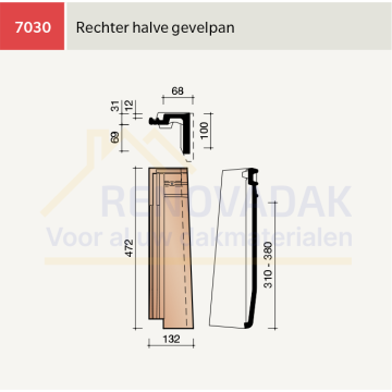 Halve Gevelpan Rechts Koramic Actua 10 EB Rood Engobe