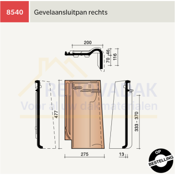 Aansluitgevelpan Rechts Koramic Alegra 10 Natuurrood+ Naturel