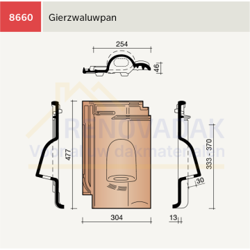 Gierzwaluw Vogelpan Koramic Alegra 10 Natuurrood+ Naturel