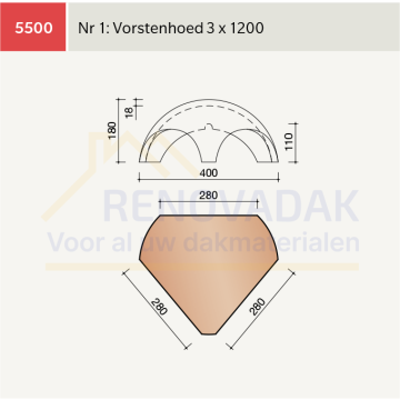 Broekstuk 3xHalfrond Vario nr. 1 Koramic Alegra 12 Natuurrood+ Naturel