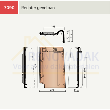 Gevelpan Rechts Koramic Alegra 12 Natuurrood+ Naturel