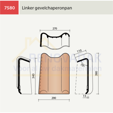 Chaperongevelpan Links 70° Koramic Alegra 12 Natuurrood+ Naturel