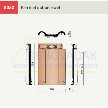 Dakpan met dubbelewel Koramic Alegra 12 Natuurrood+ Naturel