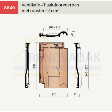 Ventilatiepan Koramic Alegra 12 Natuurrood+ Naturel