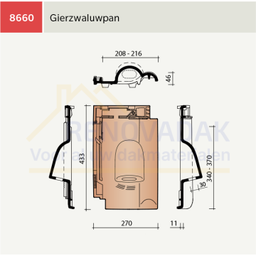 Gierzwaluw Vogelpan Koramic Alegra 12 Natuurrood+ Naturel