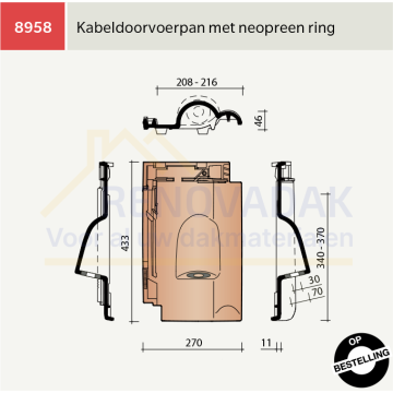 Kabel Doorvoerpan Koramic Alegra 12 Natuurrood+ Naturel