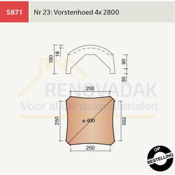 Broekstuk 4xHoekig nr. 23 Koramic Datura Leikleur mat Engobe
