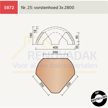 Broekstuk 3xHoekig nr. 25 Koramic Datura Leikleur mat Engobe