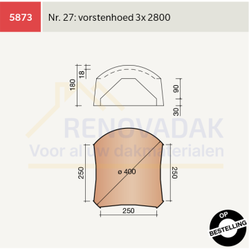 Broekstuk 3xHoekig nr. 27 Koramic Datura Leikleur mat Engobe