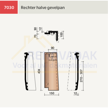 Halve Gevelpan Rechts Koramic Datura Leikleur mat Engobe