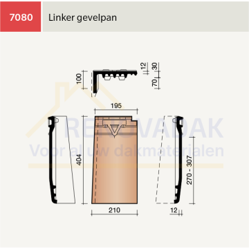 Gevelpan Links Koramic Datura Leikleur mat Engobe