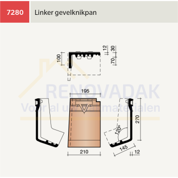 Knikgevelpan Links 120° Koramic Datura Leikleur mat Engobe