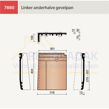 Anderhalve Gevelpan Links Koramic Datura Leikleur mat Engobe