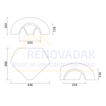 Broekstuk 3xHalfrond Type Plus Monier De Nieuwe Hollander Plus Natuurrood Naturel