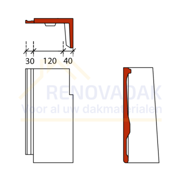 3/4 Gevelpan Rechts Monier Horizon Granietgrijs Novo+
