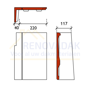 5/4 Gevelpan Links Monier Horizon Granietgrijs Novo+
