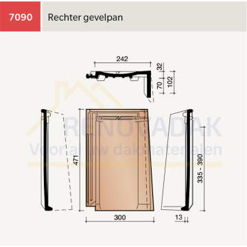 Gevelpan Rechts Koramic Jura Nova Natuurrood Naturel