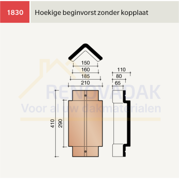 Hoekige Beginvorst zonder kap Koramic Leipan 301 Natuurrood Naturel