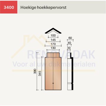 Hoekige Hoekkepervorst Koramic Leipan 301 Natuurrood Naturel