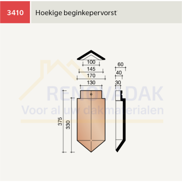 Hoekige Hoekkeperbeginvorst Koramic Leipan 301 Natuurrood Naturel