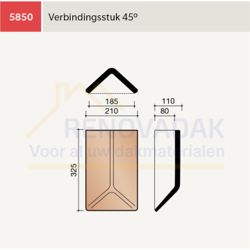 Broekstuk 1xHoekig 1800 2xIngewekte Schub Koramic Leipan 301 Natuurrood Naturel