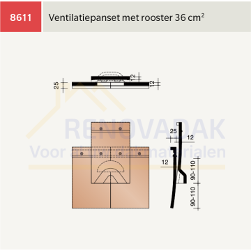 Ventilatiepan Koramic Leipan 301 Natuurrood Naturel