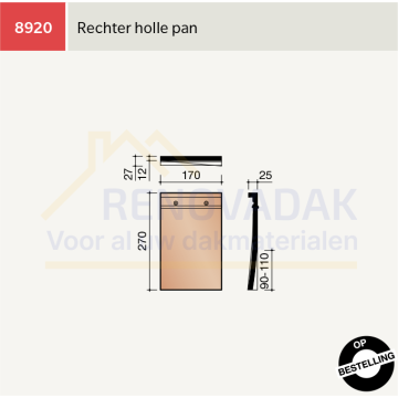 Hollepan Rechts Koramic Leipan 301 Natuurrood Naturel