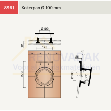 Doorvoerpan Koramic Leipan 301 Natuurrood Naturel