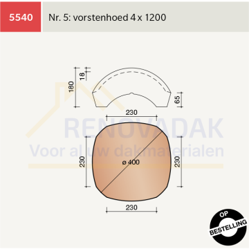 Broekstuk 3xHalfrond Vario nr. 5 Koramic Madura Natuurrood+ Naturel