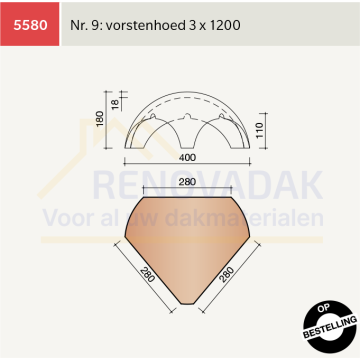 Broekstuk 4xHalfrond Vario nr. 9 Koramic Madura Natuurrood+ Naturel