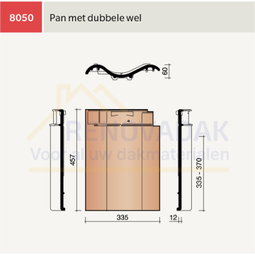 Dakpan met dubbelewel Koramic Madura Natuurrood+ Naturel