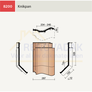 Knikpan 135° Koramic Madura Zwart Verglaasd