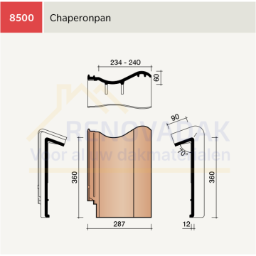 Chaperonpan 70° Koramic Madura Natuurrood+ Naturel