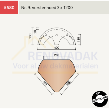 Broekstuk 4xHalfrond Vario nr. 9 Koramic MaduraMax Natuurrood+ Naturel