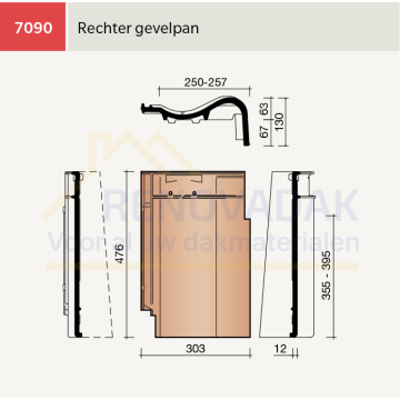 Gevelpan Rechts Koramic MaduraMax Natuurrood+ Naturel