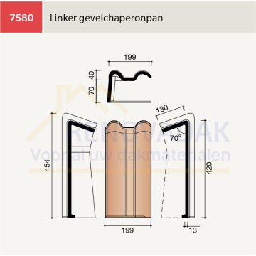Chaperongevelpan Links 70° Koramic Modula Natuurrood+ Naturel