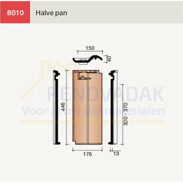Halve pan Koramic Modula Natuurrood+ Naturel