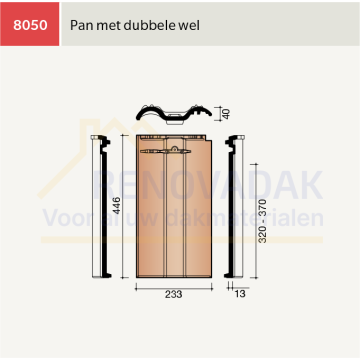 Dakpan met dubbelewel Koramic Modula Natuurrood+ Naturel
