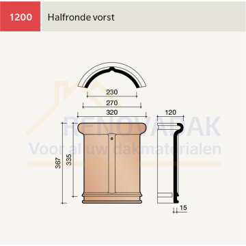 Halfronde Vorst 230mm Koramic Oude Holle 451