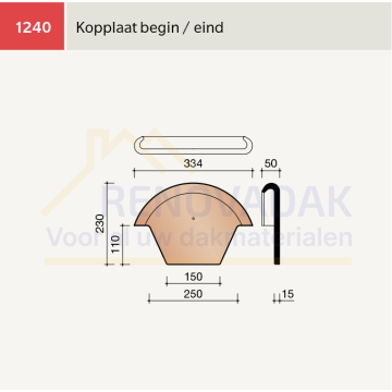 Halfronde Begin-/Eindkap 230mm Koramic Oude Holle 451
