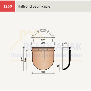 Halfronde Hoekkeperbeginkap 230mm Koramic Oude Holle 451