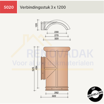 Halfronde Verbindingsstuk 3xHalfrond 1200 Koramic Oude Holle 451 Natuurrood Naturel