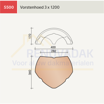 Broekstuk 3xHalfrond 1200 Koramic Oude Holle 451 Antraciet Engobe