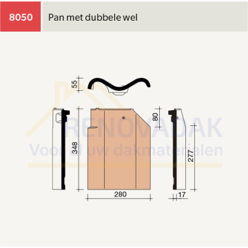 Dakpan met dubbelewel Koramic Oude Holle 451 Natuurrood Naturel