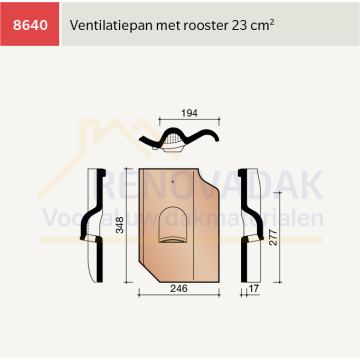 Ventilatiepan Koramic Oude Holle 451 Natuurrood Naturel