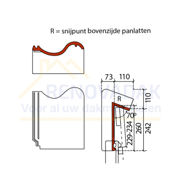 Chaperonpan 70° Monier OVH 206 Natuurrood Naturel