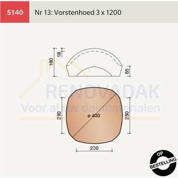 Broekstuk 3xHalfrond Vario nr. 13 Koramic OVH Klassiek Natuurrood Naturel