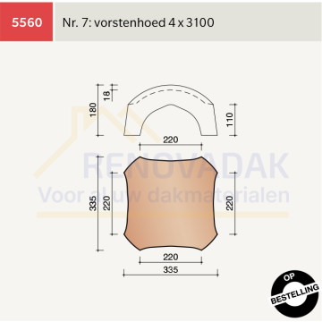 Broekstuk 4xSchub nr. 7 Koramic OVH Klassiek Natuurrood Naturel