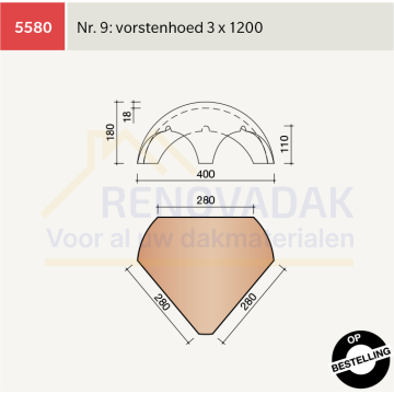 Broekstuk 4xHalfrond Vario nr. 9 Koramic OVH Klassiek Natuurrood Naturel